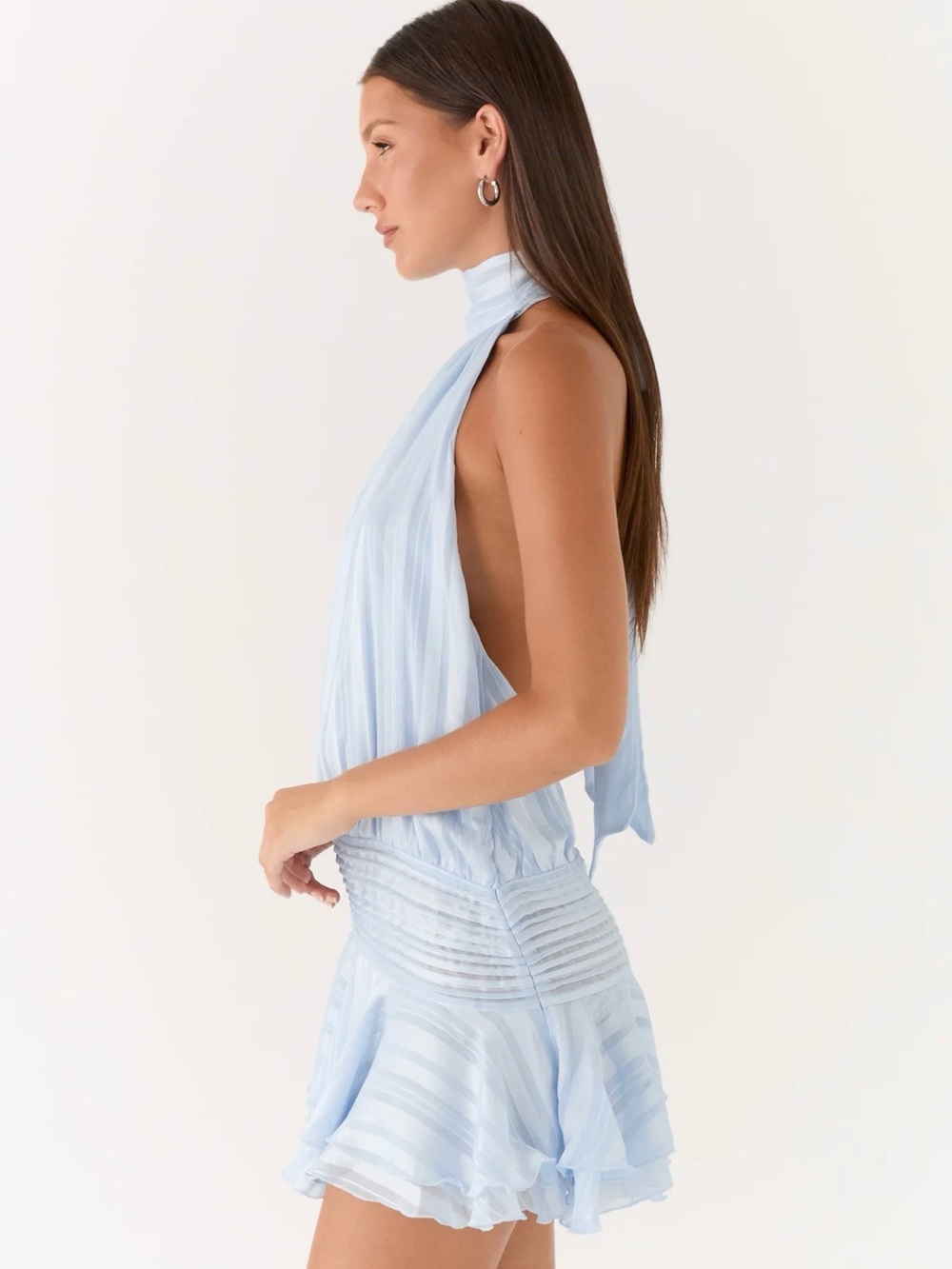 Light Blue Chiffon Mini Dress (NWT) - Picture 4 of 6